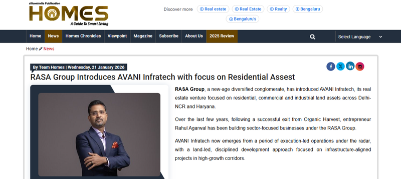 RASA Group Introduces AVANI Infratech