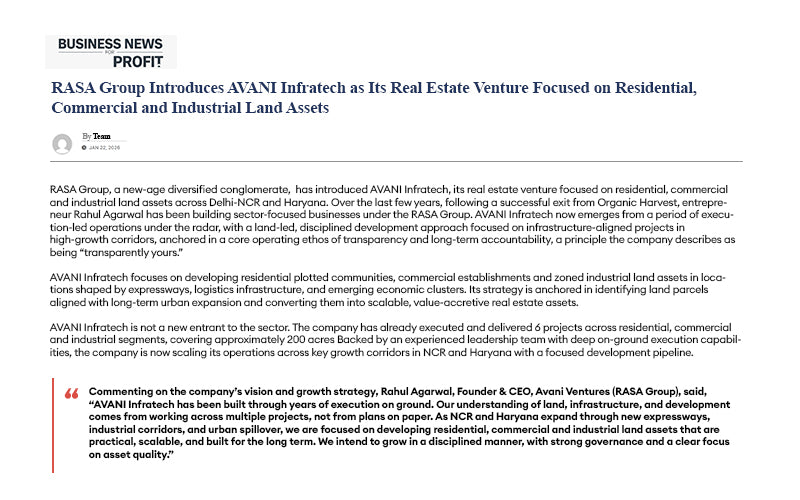 RASA Group Introduces AVANI Infratech